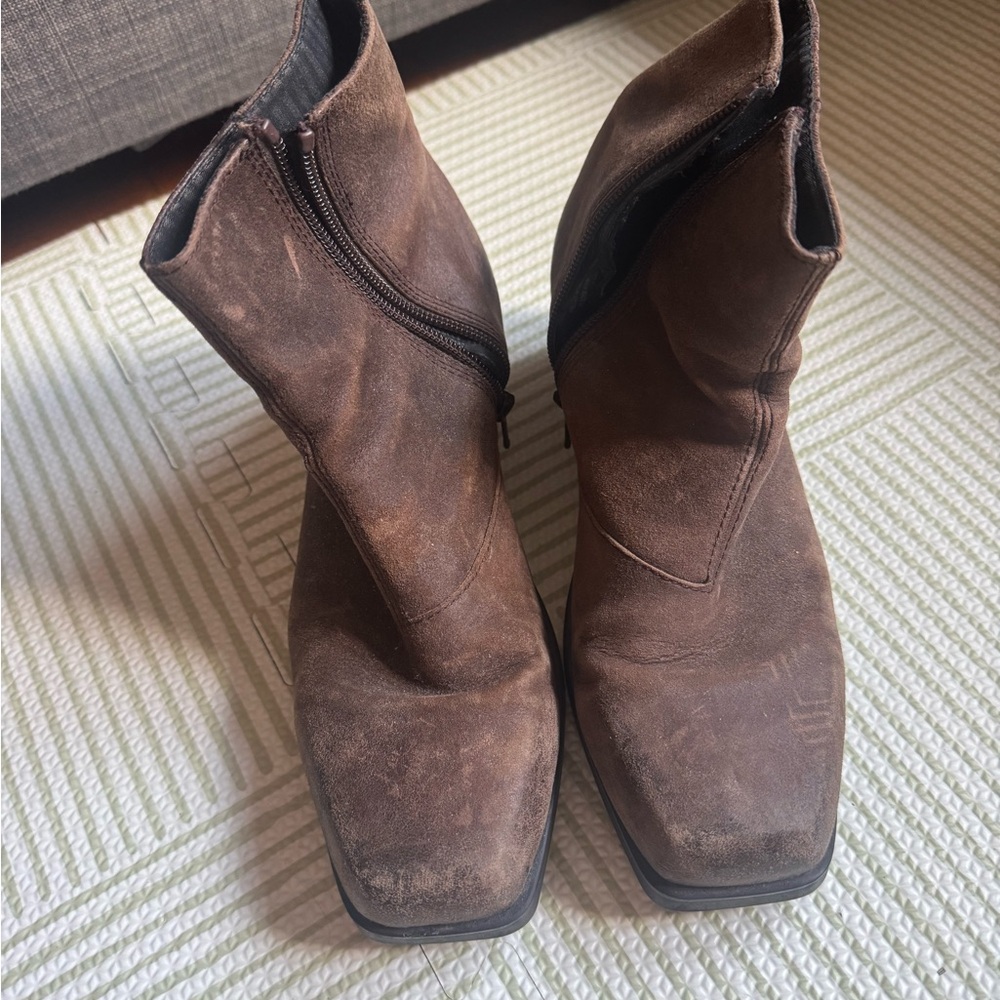 Vagabond Brown Square Toe Ankle Boots - Western Style